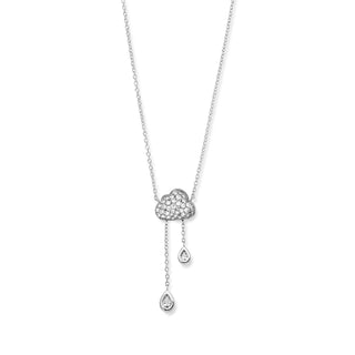 Puffy Pavé Diamond Rain Cloud Necklace White Gold by Logan Hollowell Jewelry