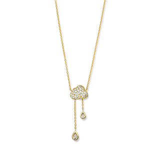 Puffy Pavé Diamond Rain Cloud Necklace Yellow Gold by Logan Hollowell Jewelry