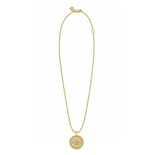 Diamond Cross Coin with Pavé Border by Logan Hollowell Jewelry