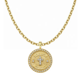 Diamond Cross Coin with Pavé Border 16" Danny Chain Yellow Gold by Logan Hollowell Jewelry