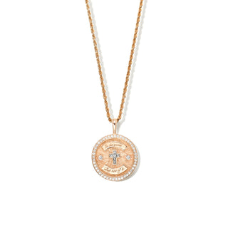 Diamond Cross Coin with Pavé Border | Ready to Ship by Logan Hollowell Jewelry