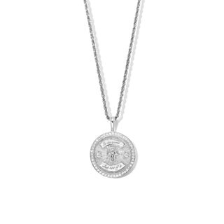 Diamond Cross Coin with Pavé Border White Gold 16" by Logan Hollowell Jewelry