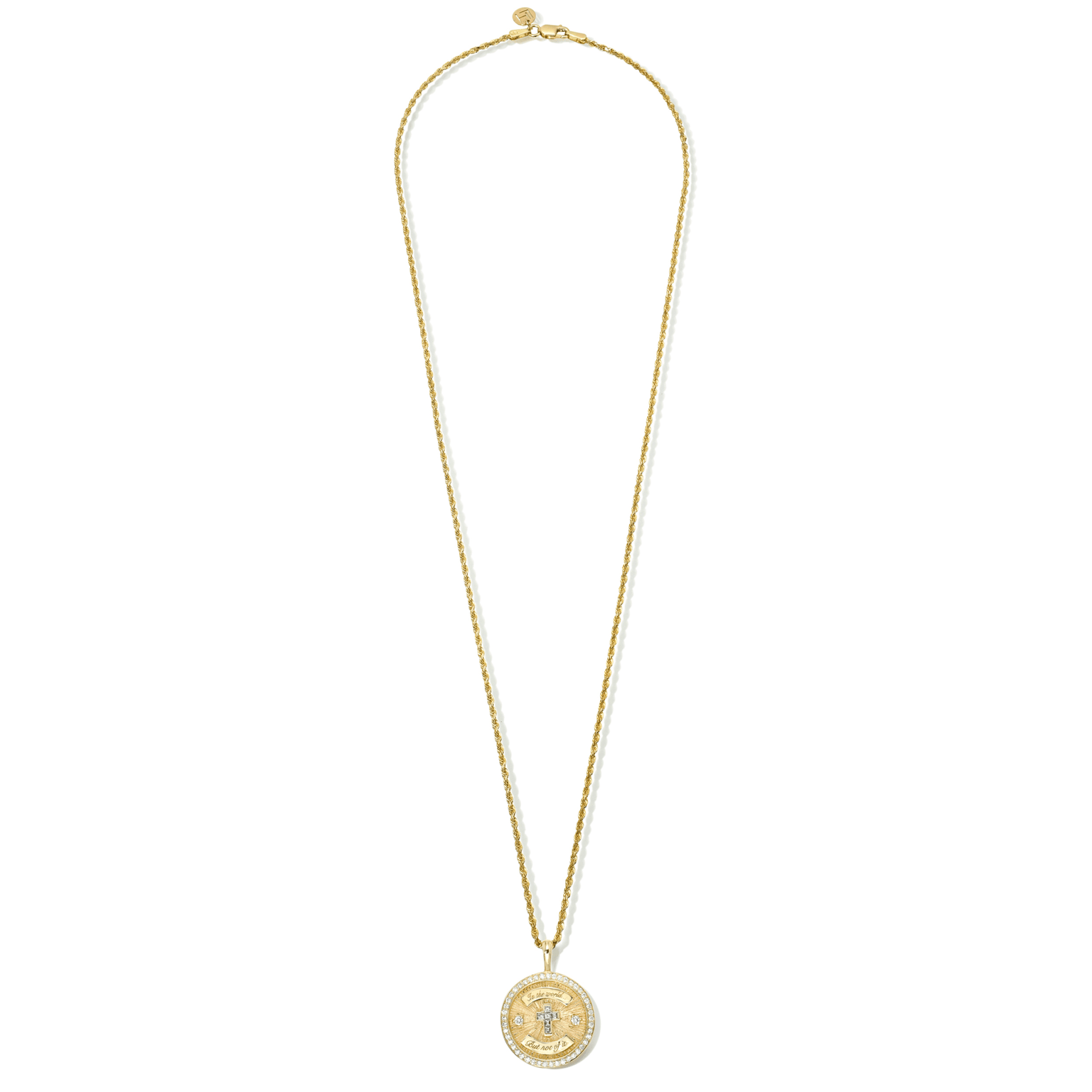 Diamond Cross Coin with Pavé Border | Ready to Ship by Logan Hollowell Jewelry