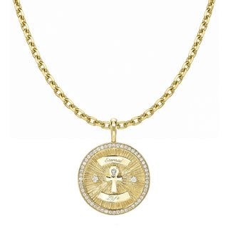 Diamond Ankh Coin with Pavé Border Yellow Gold 16" by Logan Hollowell Jewelry