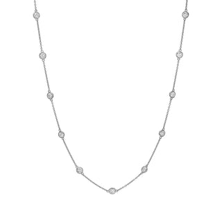 11:11 Diamond Station Necklace White Gold 13"-14"-15" by Logan Hollowell Jewelry