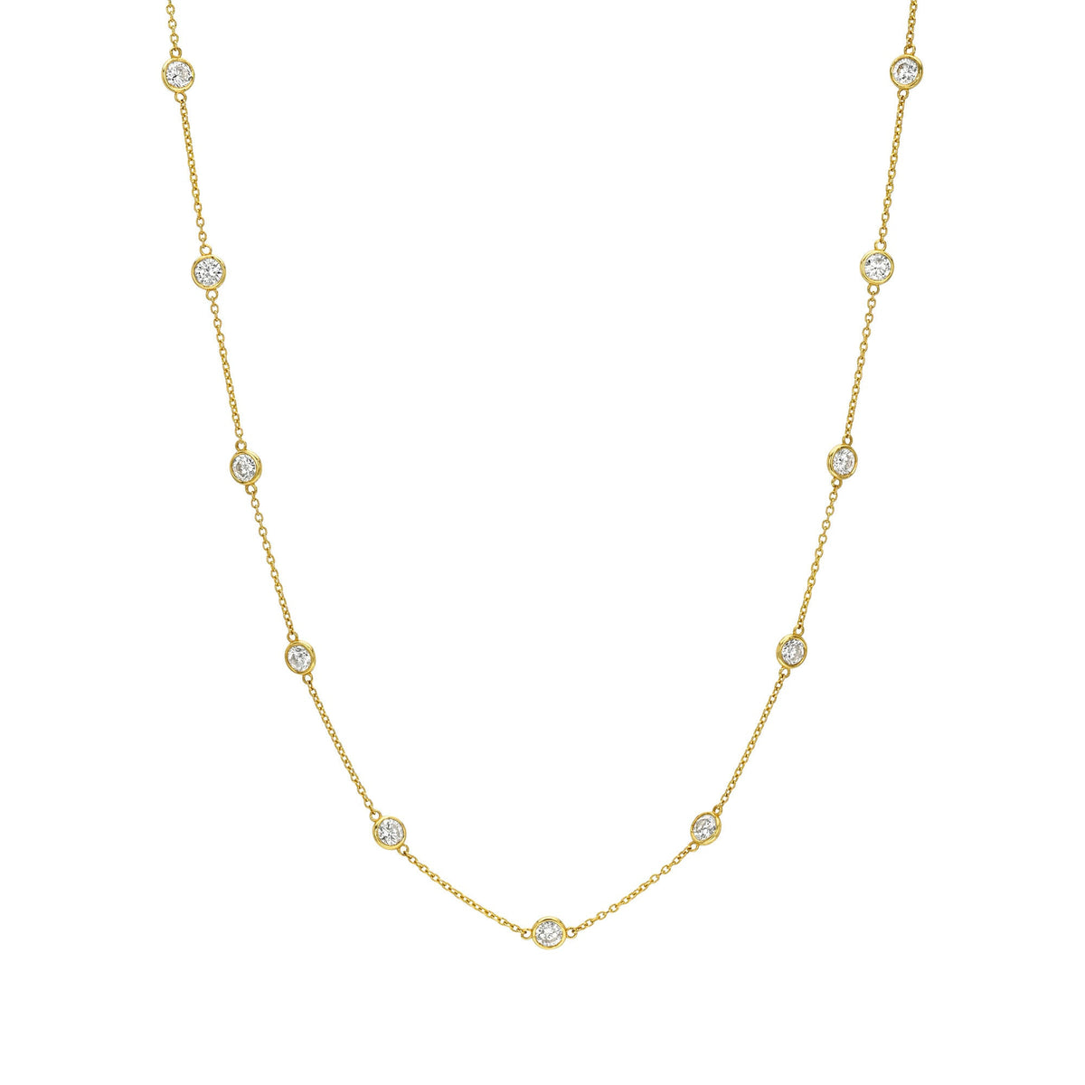 11:11 Diamond Station Necklace (11 Diamond) Yellow Gold 13"-14"-15" by Logan Hollowell Jewelry