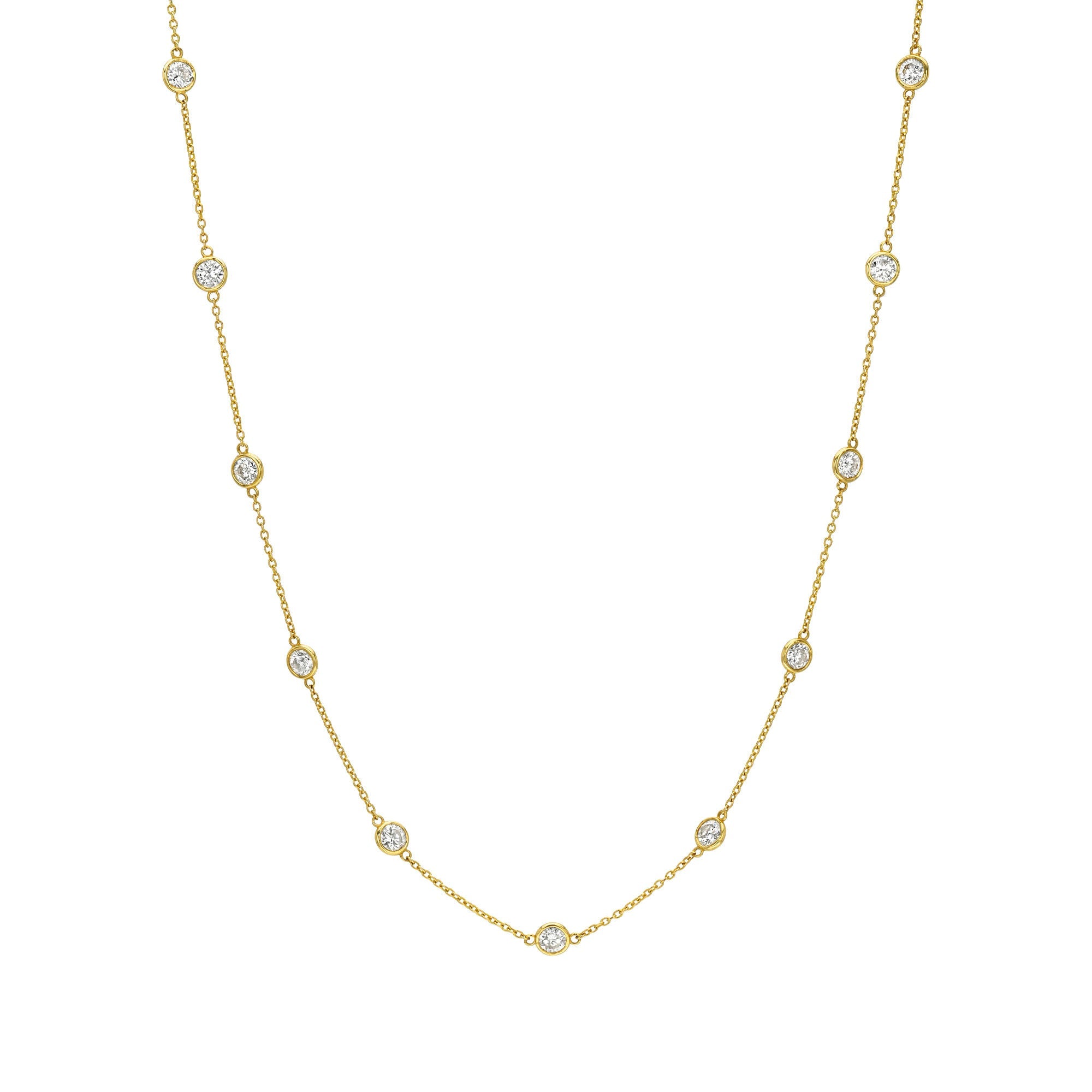 11:11 Diamond Station Necklace (11 Diamond) Yellow Gold 13"-14"-15" by Logan Hollowell Jewelry