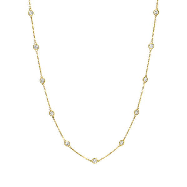 11:11 Diamond Station Necklace (11 Diamond) Yellow Gold 13"-14"-15" by Logan Hollowell Jewelry