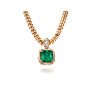 18K Queen Emerald Cuban Necklace Rose Gold by Logan Hollowell Jewelry