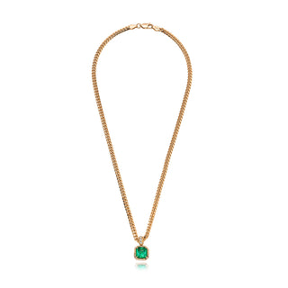 18K Queen Emerald Cuban Necklace by Logan Hollowell Jewelry