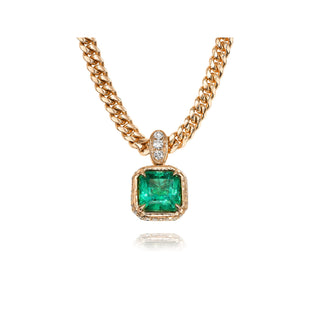 18K Queen Emerald Cuban Necklace Rose Gold by Logan Hollowell Jewelry