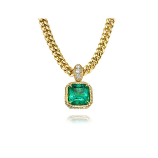 18K Queen Emerald Cuban Necklace | Ready to Ship Yellow Gold by Logan Hollowell Jewelry