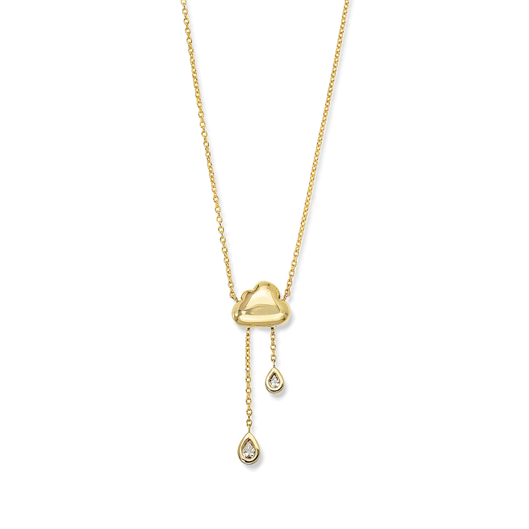 Puffy Gold Rain Cloud Necklace Yellow Gold by Logan Hollowell Jewelry