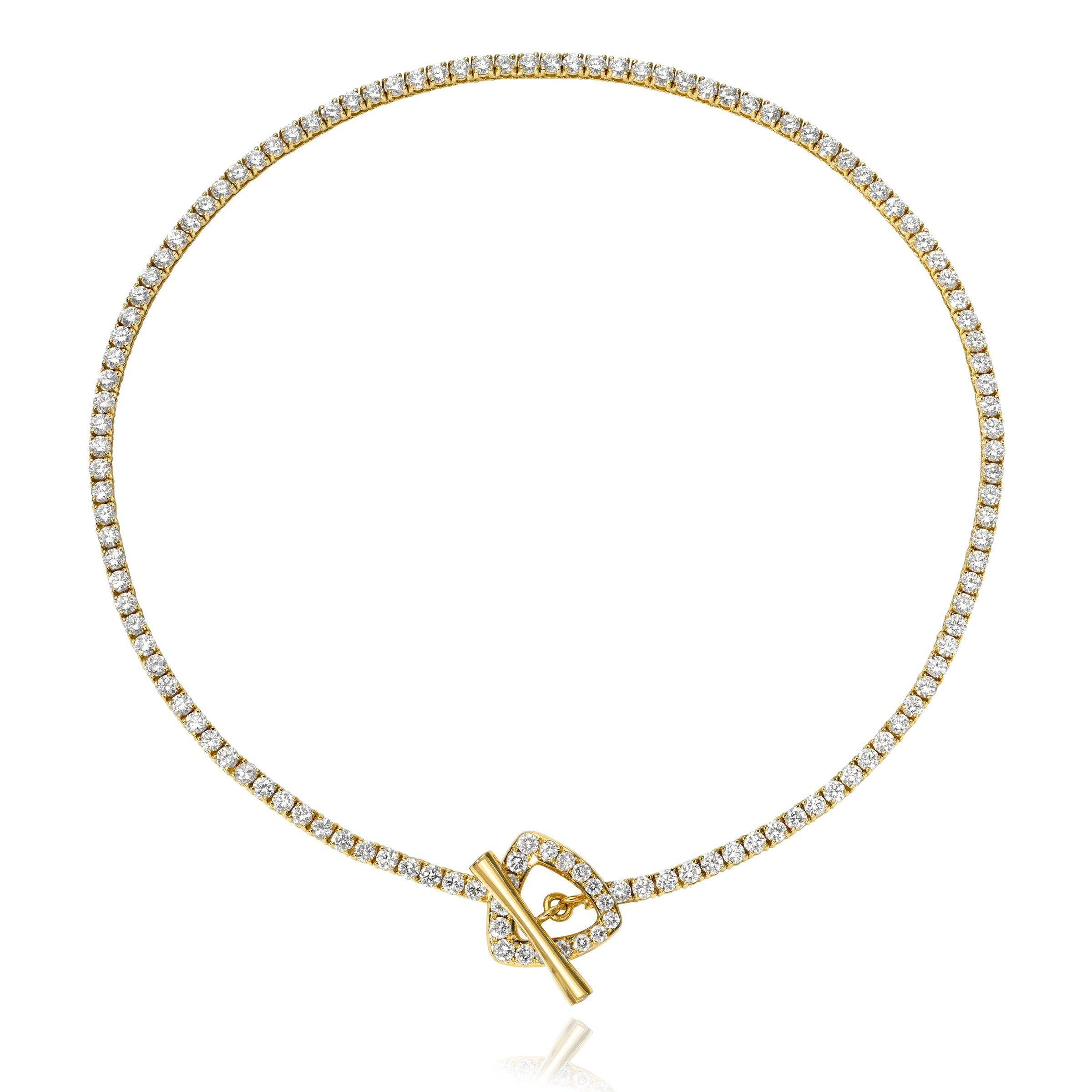 Tennis Pavé Trillion Toggle Choker Yellow Gold 13.5" by Logan Hollowell Jewelry