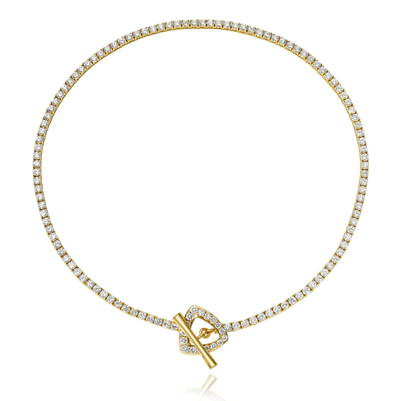 Tennis Pavé Trillion Toggle Choker | Ready to Ship Yellow Gold 13.5" by Logan Hollowell Jewelry