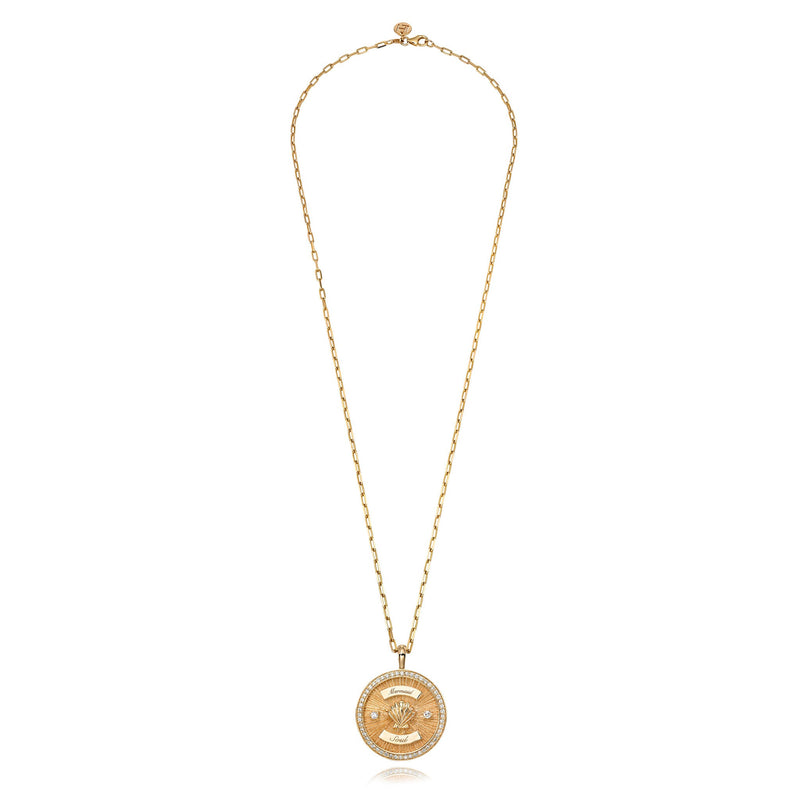 Mermaid Coin with Diamond Frame Necklace by Logan Hollowell Jewelry
