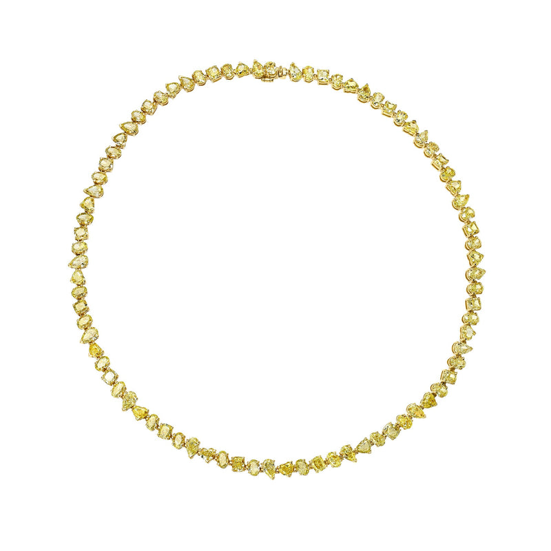 Fancy Yellow Diamond Fortuna Necklace Yellow Gold 14.5 by Logan Hollowell Jewelry