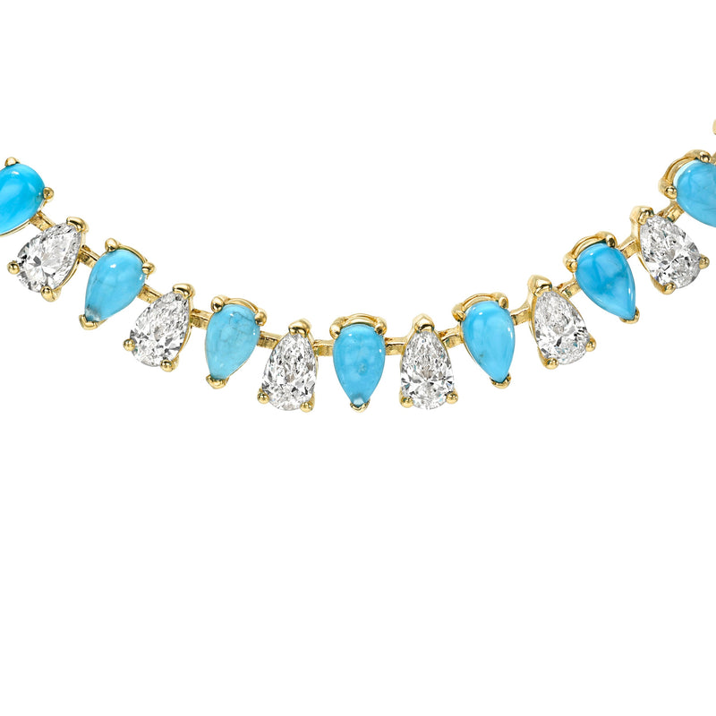 Turquoise and Diamond Reverse Water Drop Necklace by Logan Hollowell Jewelry
