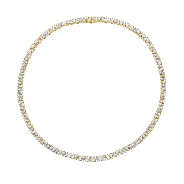 18K Diamond Line Reverse Water Drop Necklace (WIP) Yellow Gold 14" by Logan Hollowell Jewelry