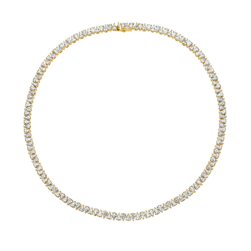 18K Diamond Line Reverse Water Drop Necklace (WIP) Yellow Gold 14" by Logan Hollowell Jewelry