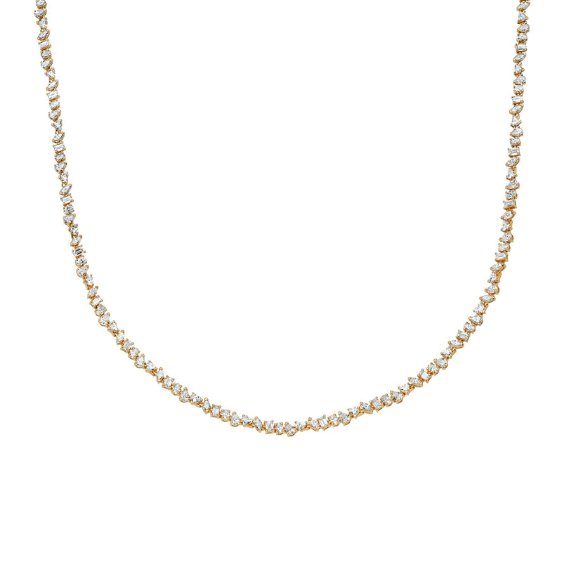 Petite Fortuna Diamond Tennis Necklace Rose Gold 14.5" by Logan Hollowell Jewelry