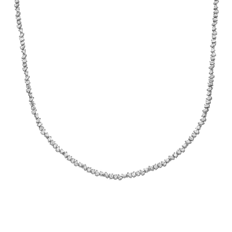 Petite Fortuna Diamond Tennis Necklace White Gold 14.5" by Logan Hollowell Jewelry