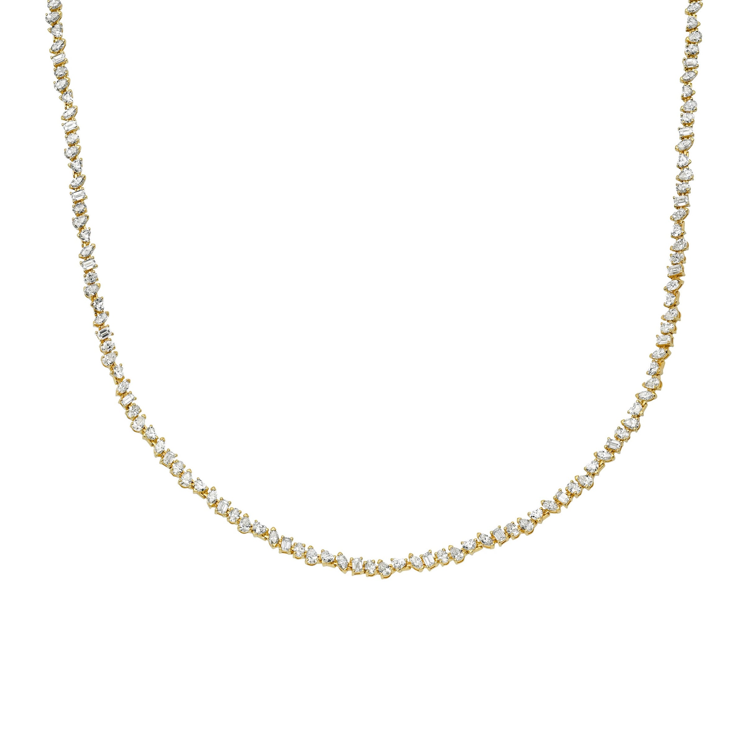 14k Petite Fortuna Diamond Tennis Necklace Yellow Gold 14.5" by Logan Hollowell Jewelry