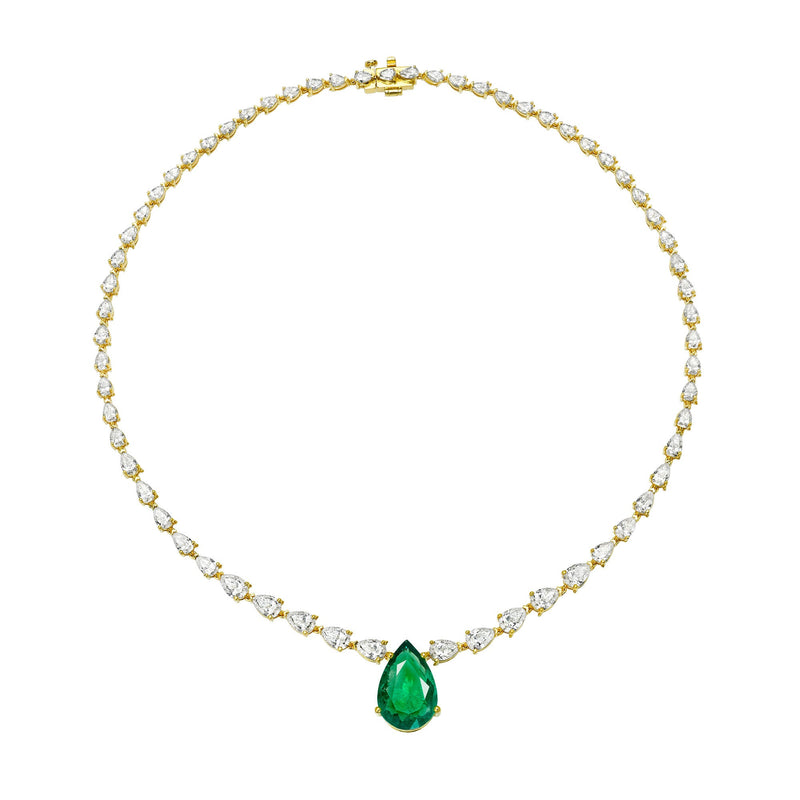 Emerald & Diamond Necklace by Logan Hollowell Jewelry