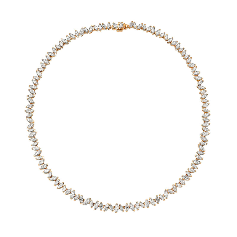 Dancing Marquise Diamond Necklace Rose Gold 14" by Logan Hollowell Jewelry