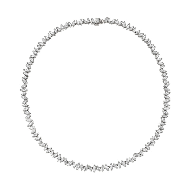 Dancing Marquise Diamond Necklace White Gold 14" by Logan Hollowell Jewelry