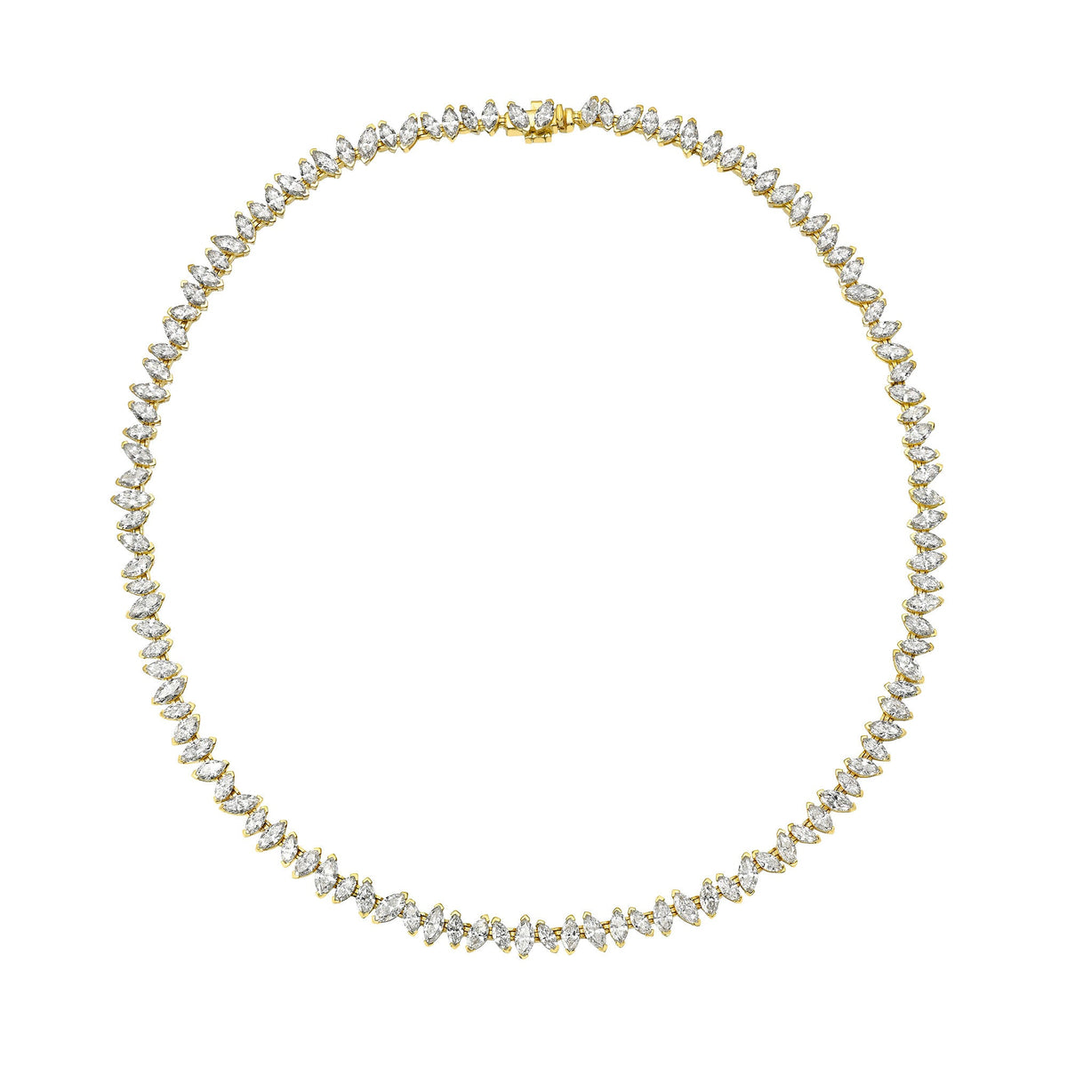 Dancing Marquise Diamond Necklace Yellow Gold 14" by Logan Hollowell Jewelry