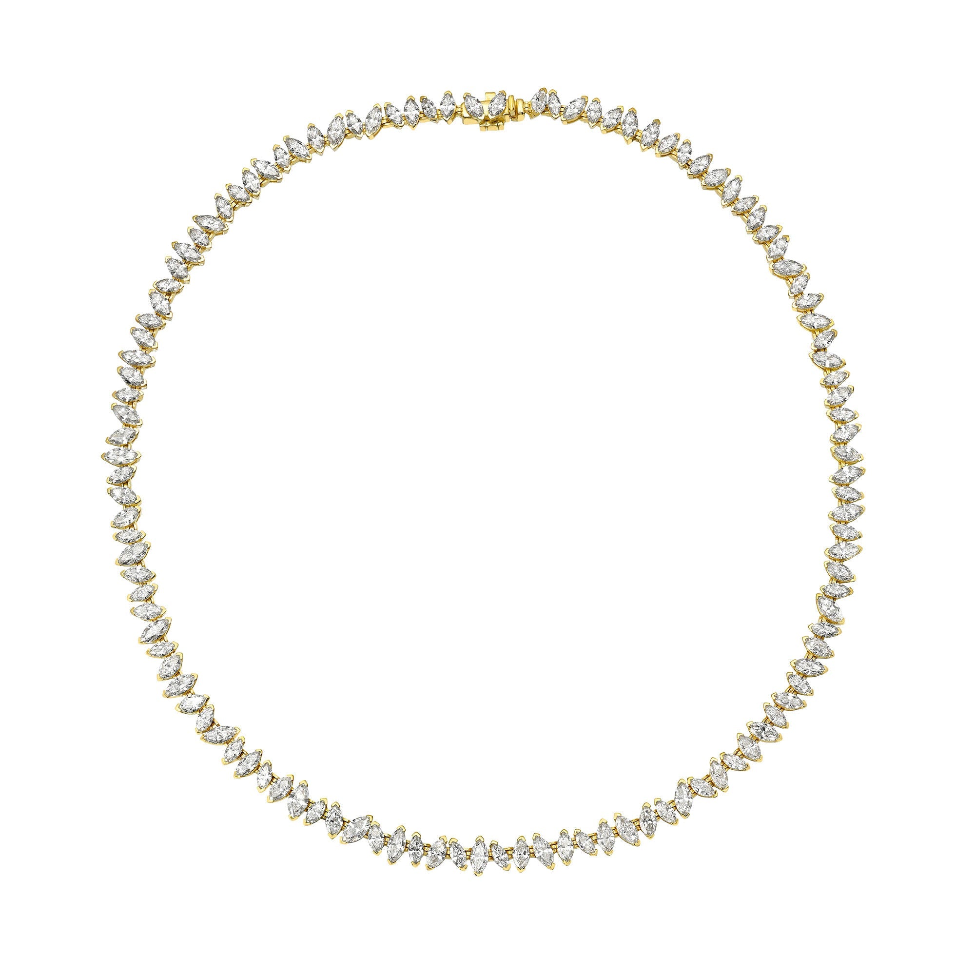 Dancing Marquise Diamond Necklace Yellow Gold 14" by Logan Hollowell Jewelry