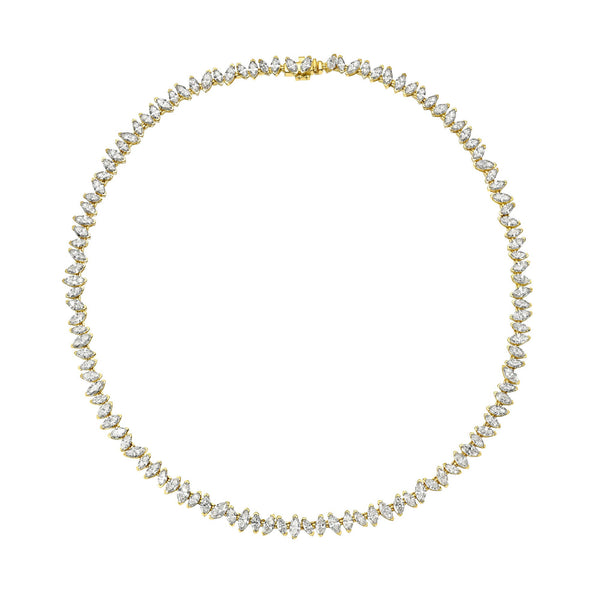 Dancing Marquise Diamond Necklace Yellow Gold 14" by Logan Hollowell Jewelry