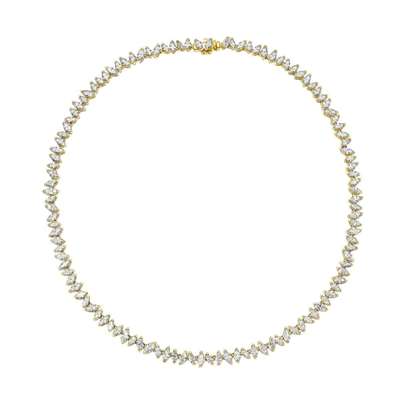 Dancing Marquise Diamond Necklace Yellow Gold 14" by Logan Hollowell Jewelry