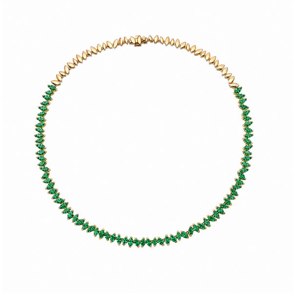 Dancing Marquise Emerald Wheat Necklace