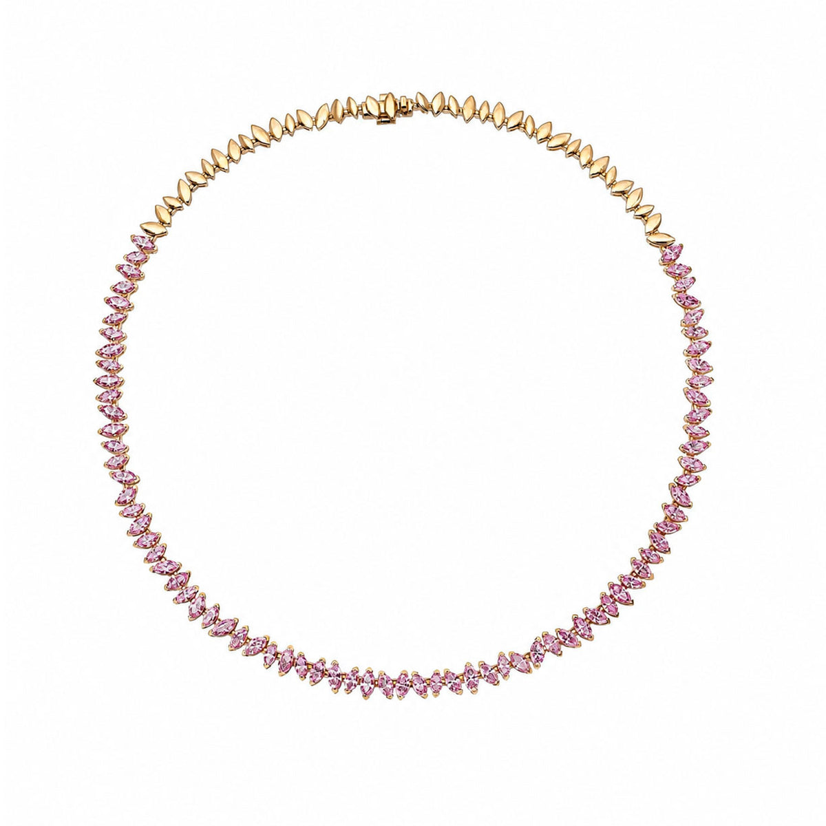 Dancing Marquise Pink Sapphire Wheat Necklace
