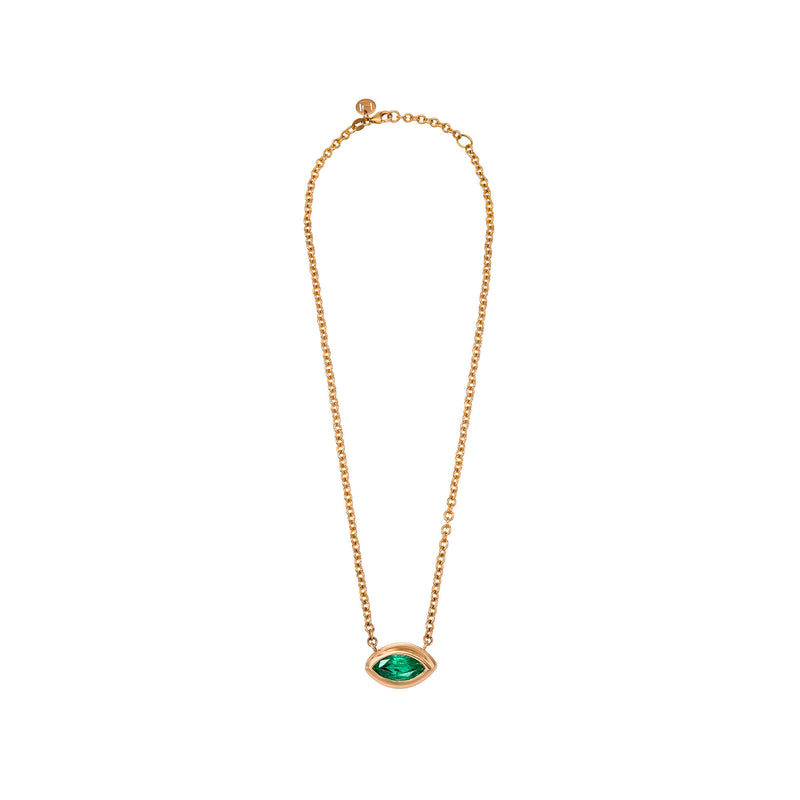 Enigma Angel Eye Marquise Emerald Pendant by Logan Hollowell Jewelry