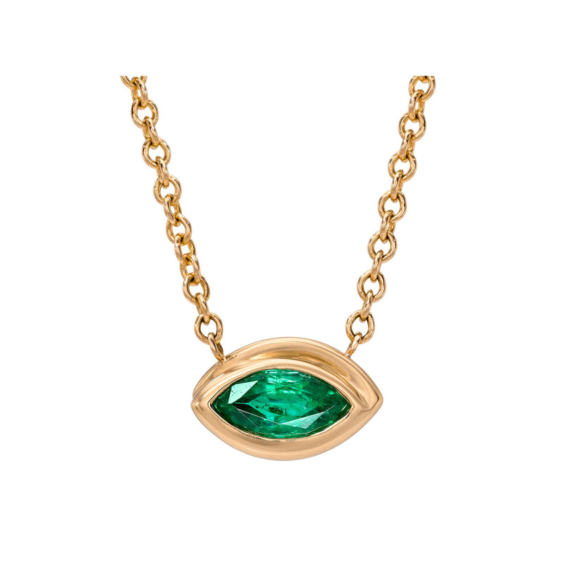 Enigma Angel Eye Marquise Emerald Pendant by Logan Hollowell Jewelry