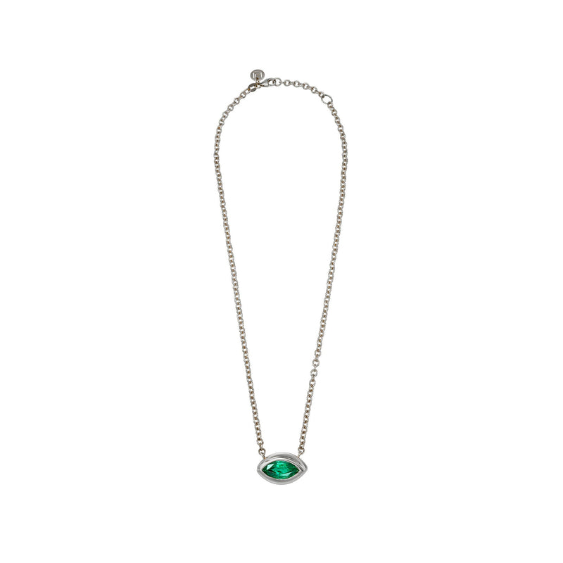 Enigma Angel Eye Marquise Emerald Pendant by Logan Hollowell Jewelry