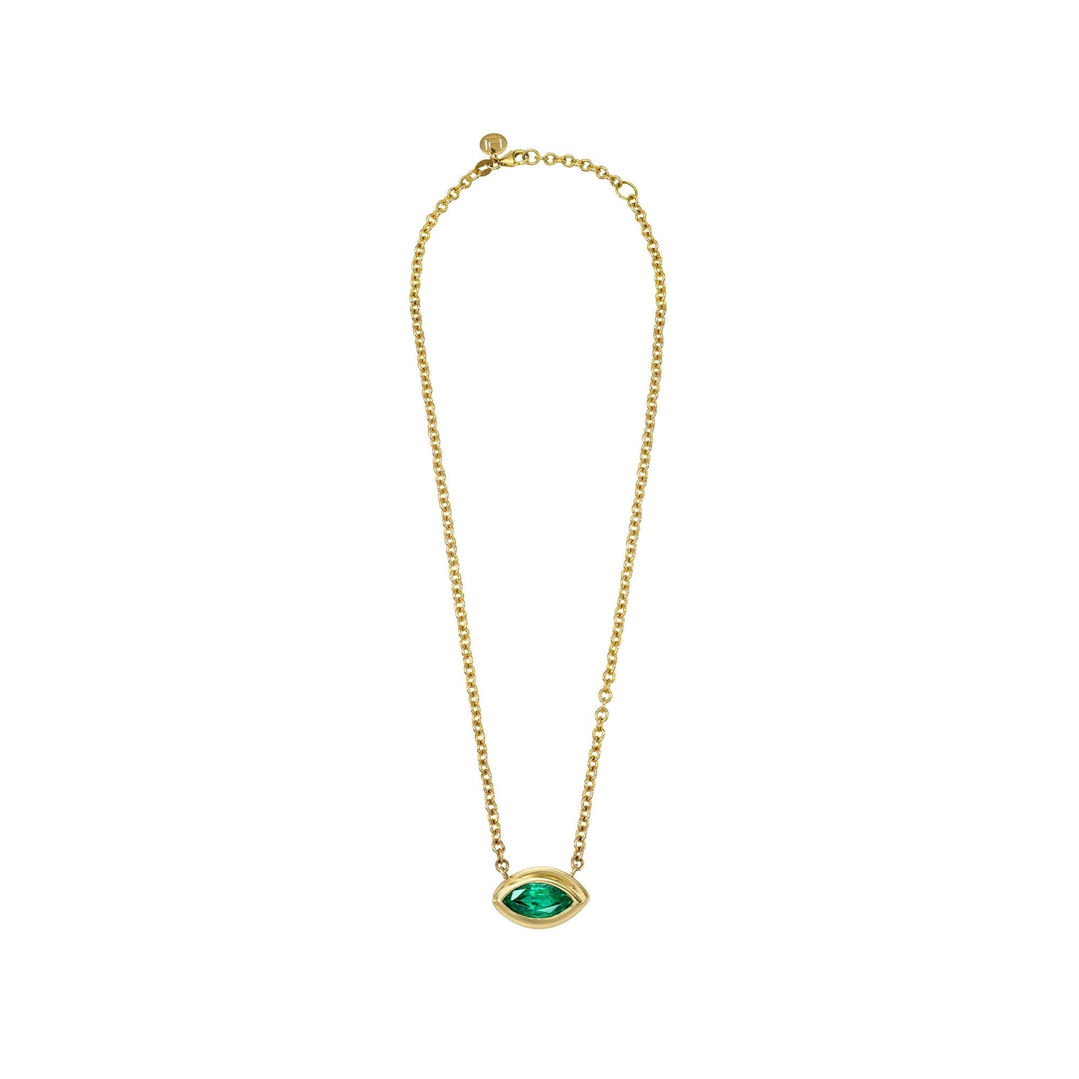 Enigma Angel Eye Marquise Emerald Pendant by Logan Hollowell Jewelry