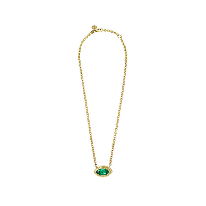 Enigma Angel Eye Marquise Emerald Pendant by Logan Hollowell Jewelry