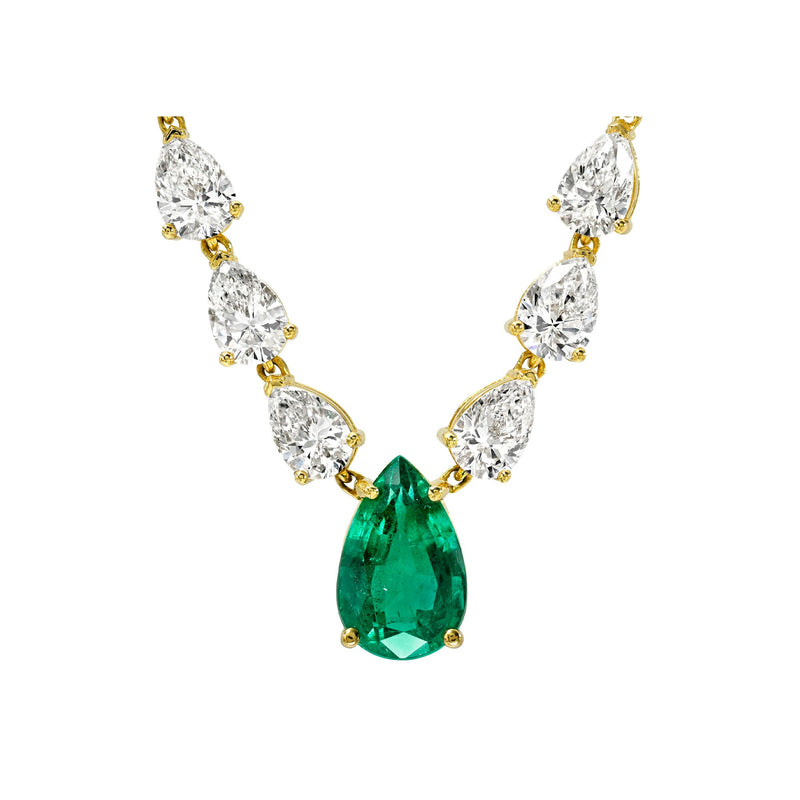 Petite Emerald and Diamond Necklace by Logan Hollowell Jewelry