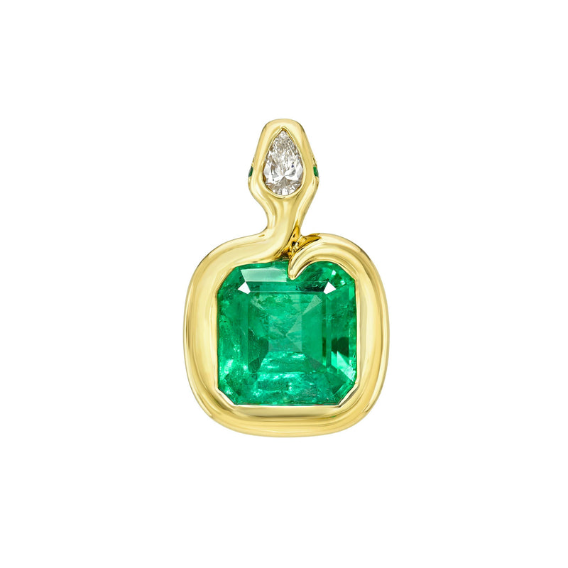 Emerald & Diamond Kundalini Pendant Yellow Gold by Logan Hollowell Jewelry