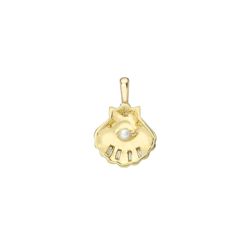 Baby Diamond & Pearl Shell Pendant by Logan Hollowell Jewelry