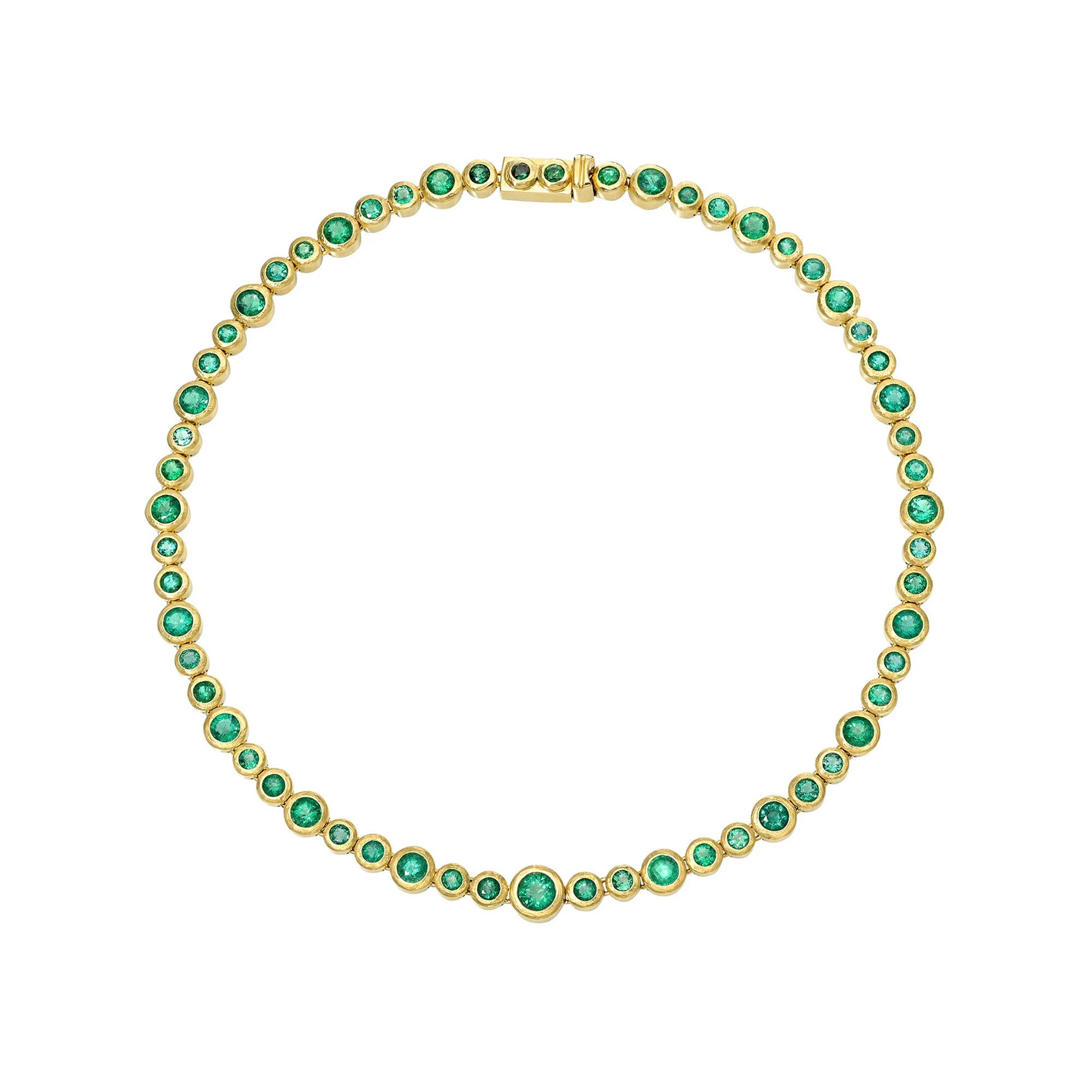 Emerald Bubble Necklace Yellow Gold 14" by Logan Hollowell Jewelry
