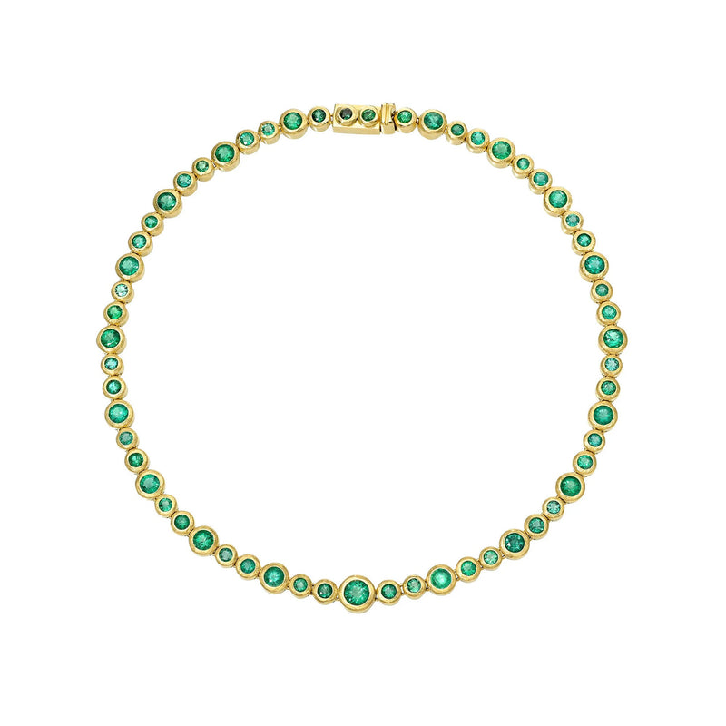 Emerald Bubble Necklace Yellow Gold 14" by Logan Hollowell Jewelry