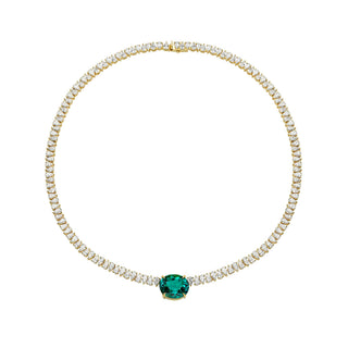 Lagoon Tourmaline Reverse Water Drop Tennis Necklace Yellow Gold 14" by Logan Hollowell Jewelry