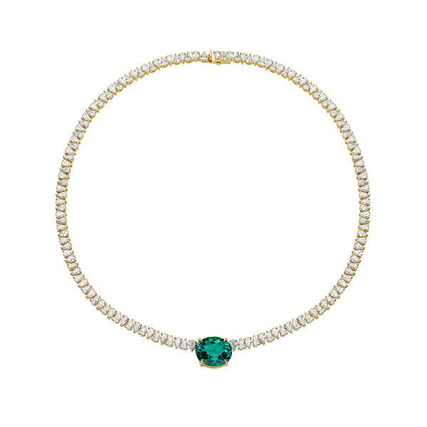 Lagoon Tourmaline Reverse Water Drop Tennis Necklace 14" by Logan Hollowell Jewelry