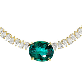 Lagoon Tourmaline Reverse Water Drop Tennis Necklace by Logan Hollowell Jewelry