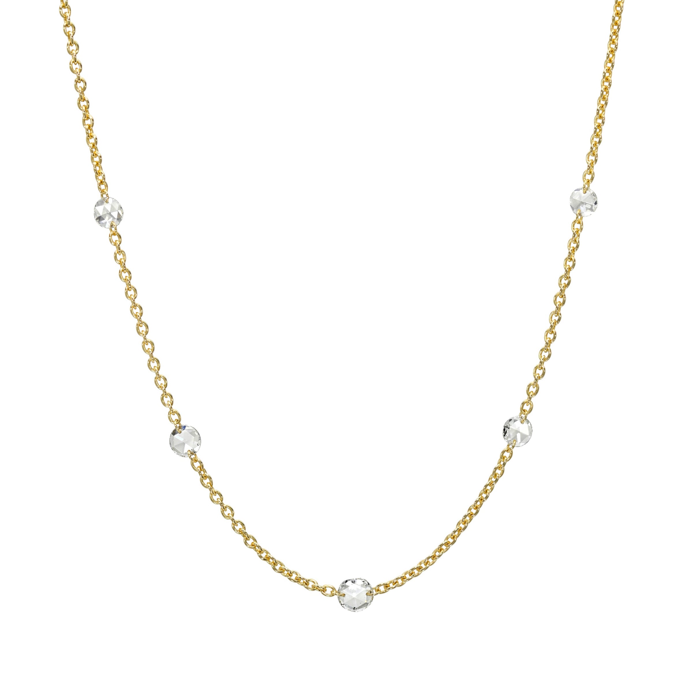 Eau de Rose Cut Cosima 5 Diamond Choker Yellow Gold 15" by Logan Hollowell Jewelry